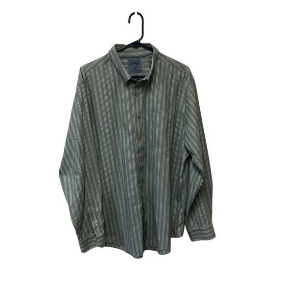 L.L. Bean Trim Fit Extra Large (XL) long Sleeve Sage Green and Blue - Picture 1 of 3